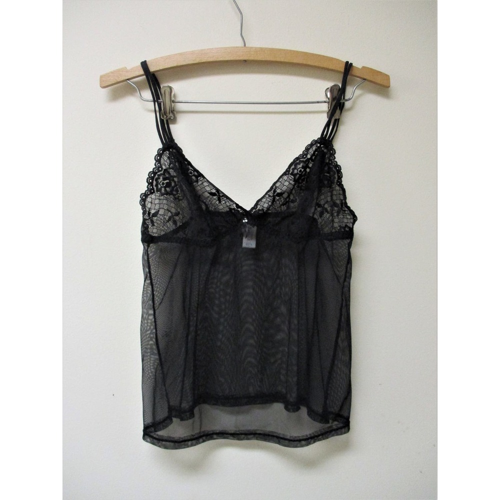 Vintage Wacoal Black Lace Sheer Lingerie Tank Small